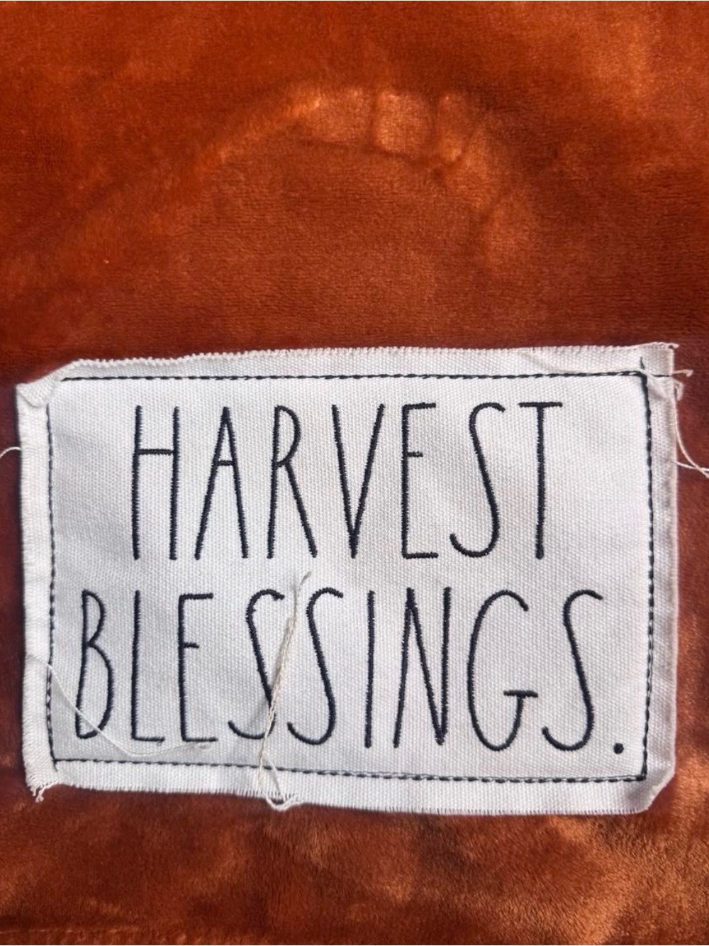 Rae Dunn Brown fall Plush Throw blanket harvest a blessings, patch, cozy holiday - Picture 2 of 7